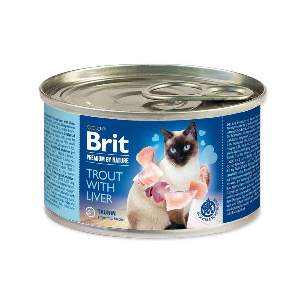 Паштет для кошек Brit Premium by Nature Cat с форелью и печенью 200 г (8595602545032)