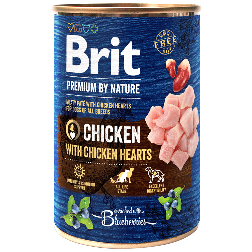 Консервы для собак Brit Premium by Nature курица с куриным сердцем 400 г (8595602537952/8595602561780)