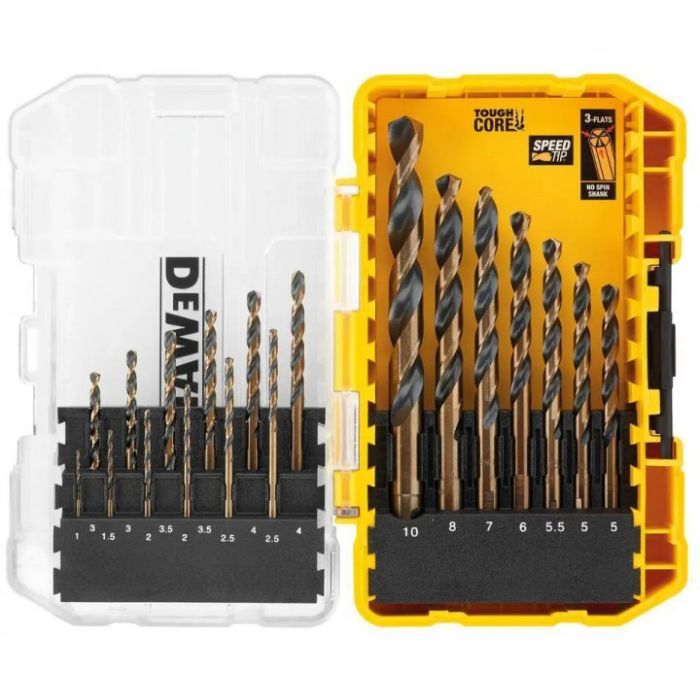 Набор сверл DeWALT по металлу Black&Gold HSS-G, 19 шт, кейс Tough Case (DT70728)