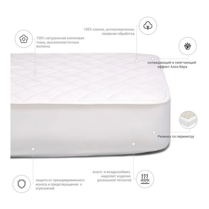Наматрацник MirSon 952 Natural Line Стандарт Eco Aloe Vera 120x200 см (2200000837004) зображення 3