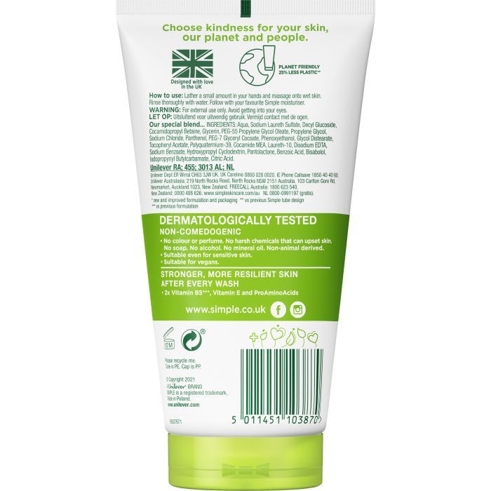 Гель для умывания Simple Kind to Skin Moisturising Facial Wash 150 мл (5011451103870) изображение 2