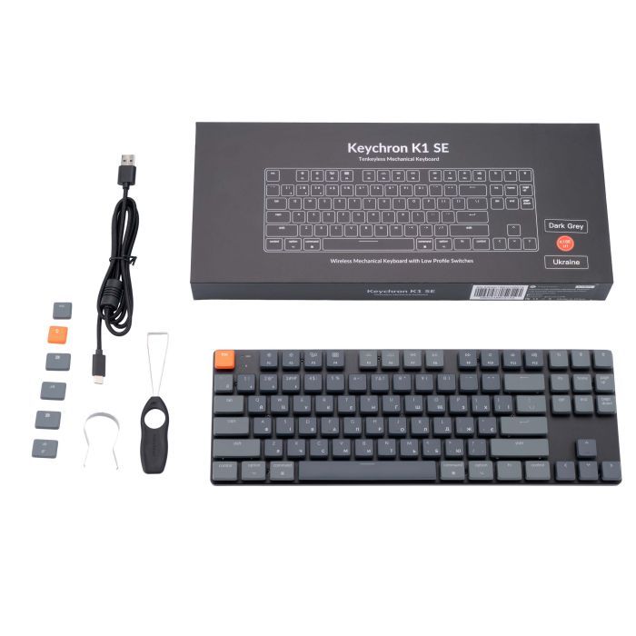 Клавіатура Keychron K1SE 87 Key Optical Brown White Led Hot-Swap Wireless UA Black (K1SED3_KEYCHRON) зображення 12
