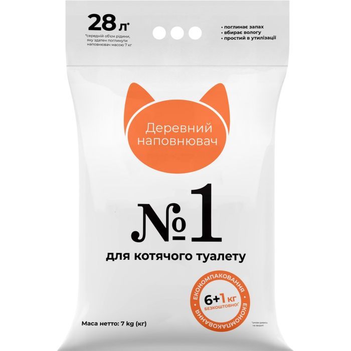 Наполнитель для туалета Super Cat №1 Древесный впитывающий 6+1 кг (6974)