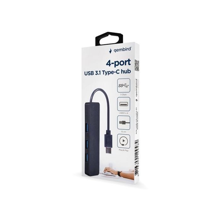 Концентратор Gembird USB-C UHB-U3P4-01 4 ports USB 3.1 (UHB-CM-U3P4-01) зображення 3