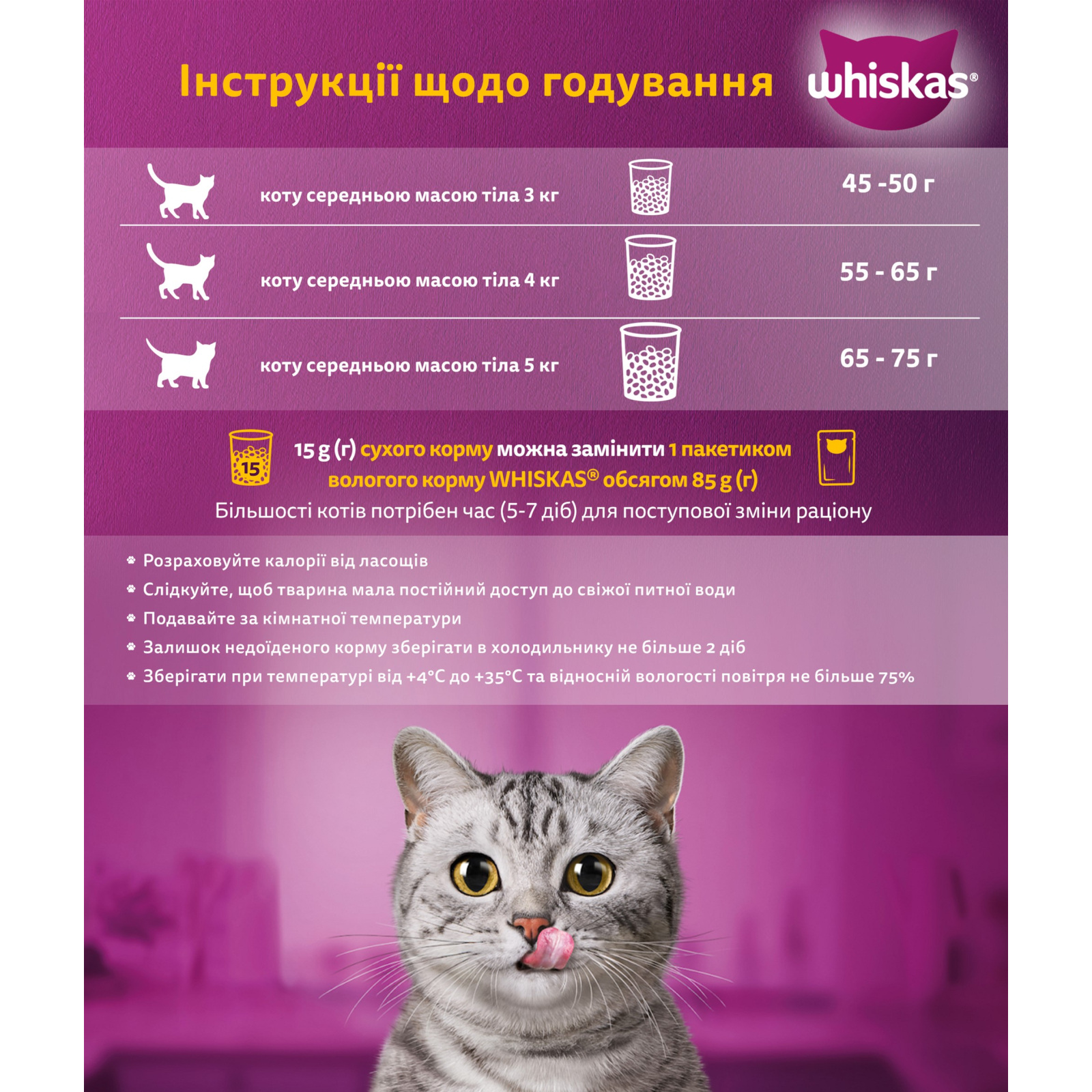 Сухой корм для кошек Whiskas с курицей 800 г (5998749144367) изображение 3