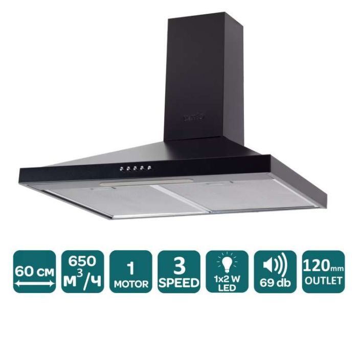 Вытяжка кухонная Ventolux LIDO 60 BK (650) изображение 5