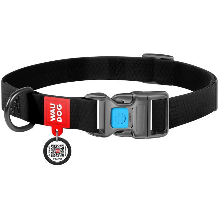 Ошейник для животных WAUDOG Waterproof с QR паспортом Ш 20 мм Д 28-40 см голубой (27452)