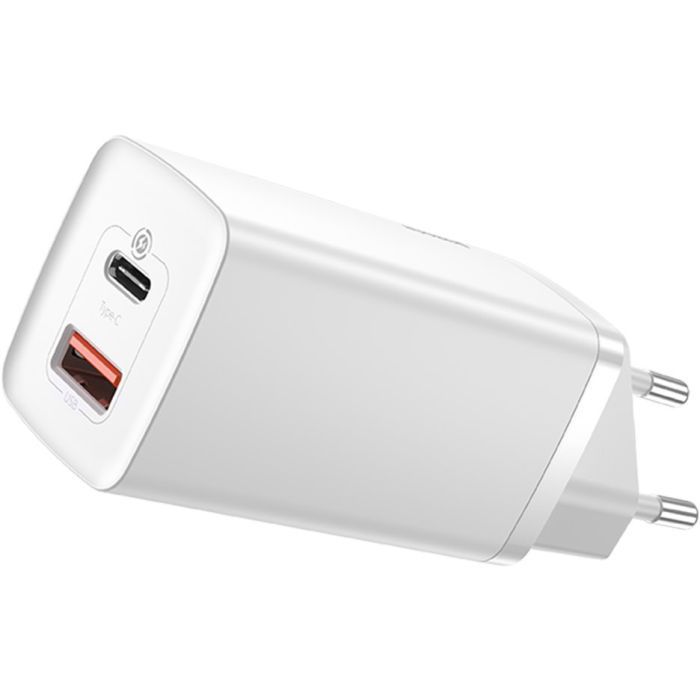 Зарядное устройство Baseus 2xUSB 65W GaN (USB-C+USB-A) black (CCGAN2L-B01)