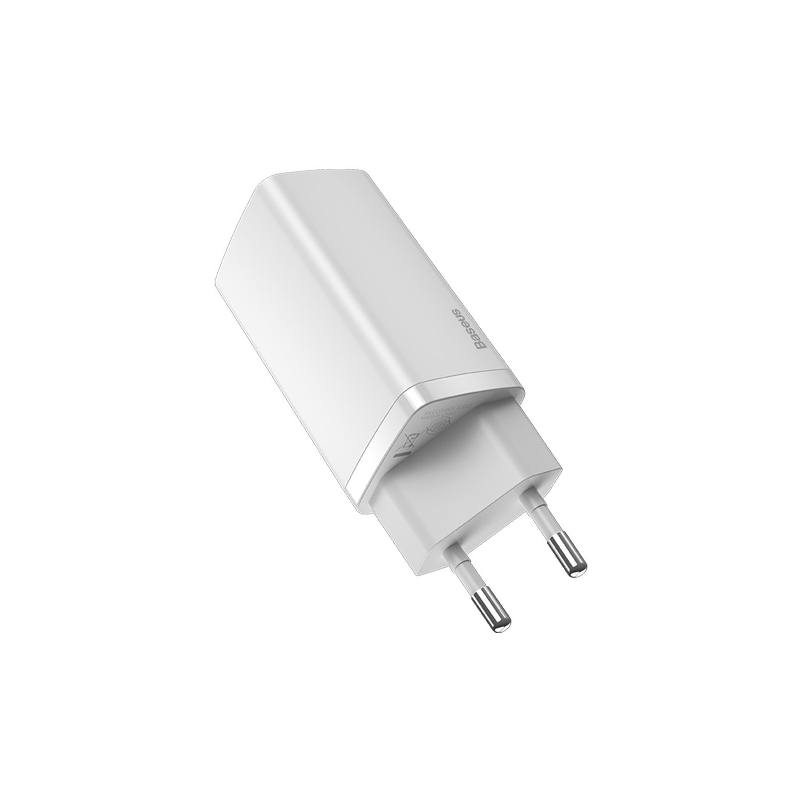 Зарядний пристрій Baseus 2xUSB 65W GaN (USB-C+USB-A) white (CCGAN2L-B02) зображення 3
