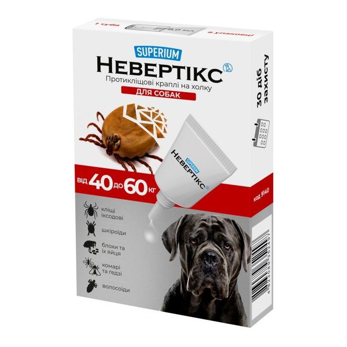 Капли для животных Superium Nevertix Протиклещевые для собак от 40 кг (9140)
