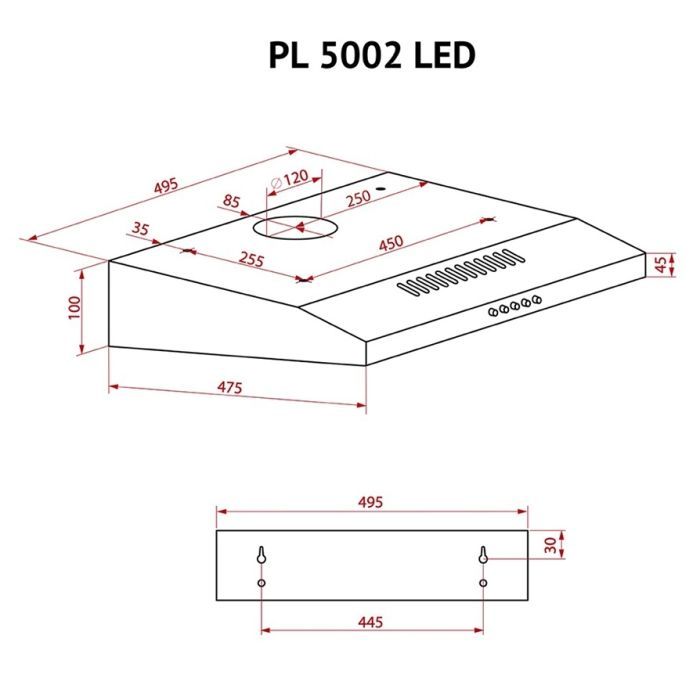 Витяжка кухонна Perfelli PL 5002 W LED зображення 10