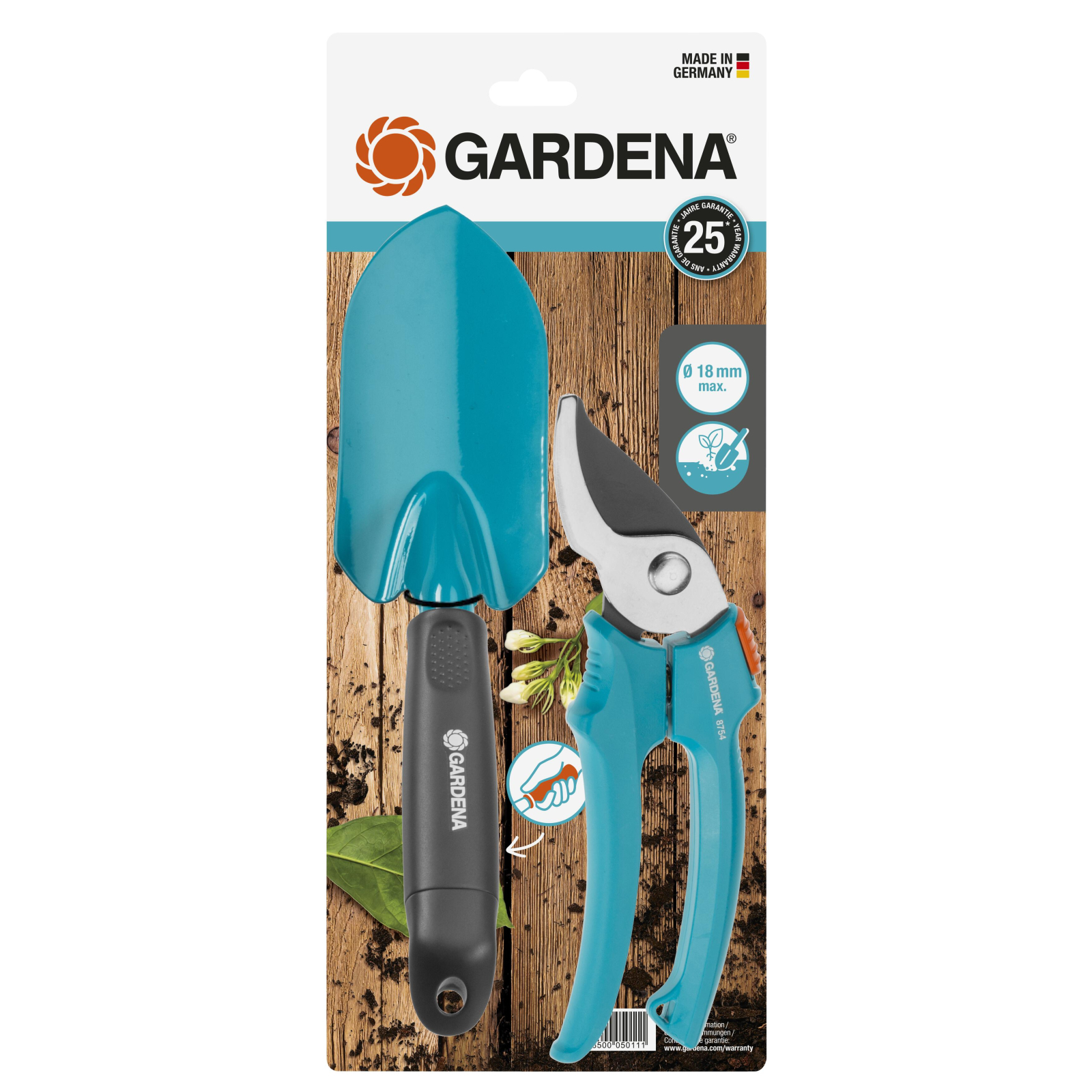 Набор инструментов Gardena садовых Classic (секатор 18 мм + совок 8 см) (12201-20.000.00) изображение 2