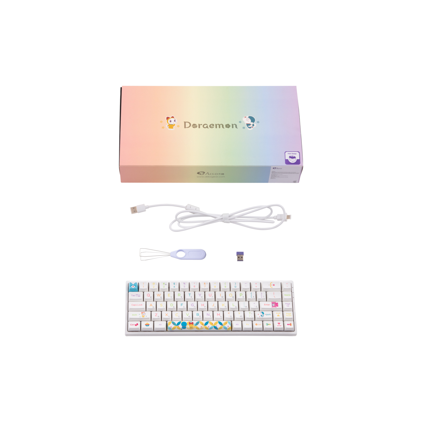 Клавиатура Akko 3068B Doraemon Rainbow 68Key CS Jelly Pink UA RGB White (6925758617383) изображение 10