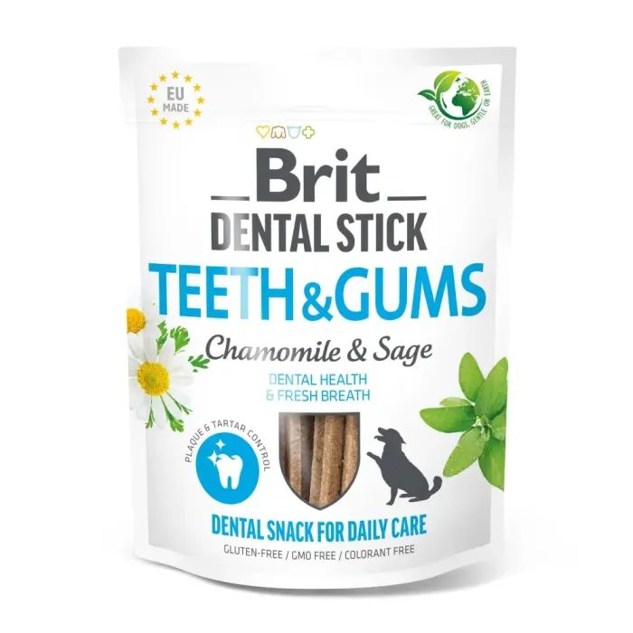 Ласощі для собак Brit Dental Stick Teeth&Gums ромашка і шавлія 251 г (8595602564354)