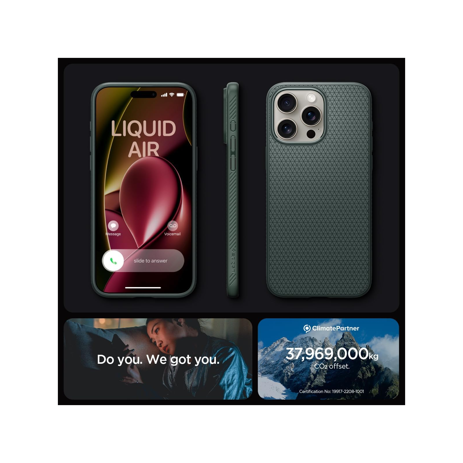 Чехол для мобильного телефона Spigen Apple iPhone 15 Pro Liquid Air Abyss Green (ACS06706) изображение 10