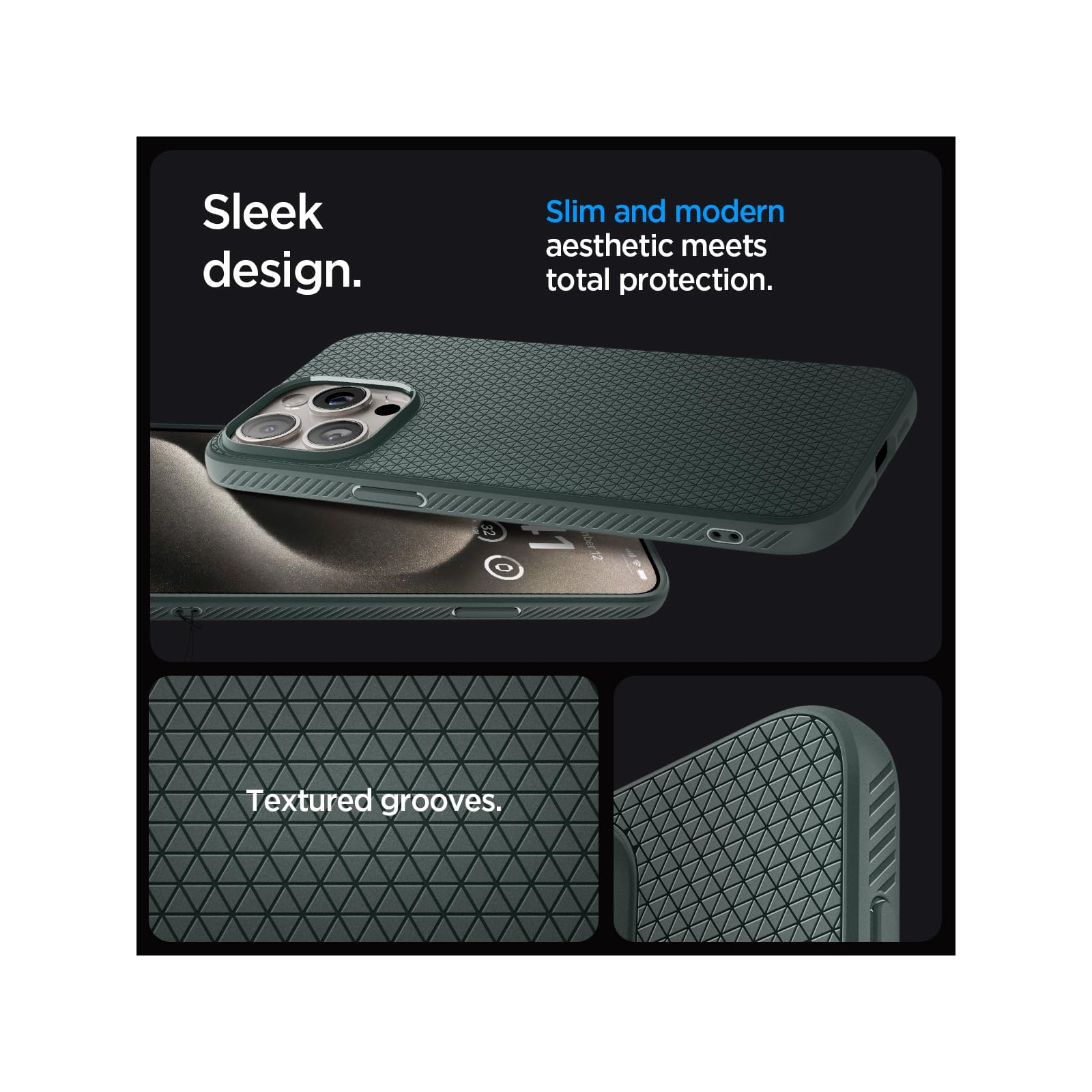 Чехол для мобильного телефона Spigen Apple iPhone 15 Pro Liquid Air Abyss Green (ACS06706) изображение 6