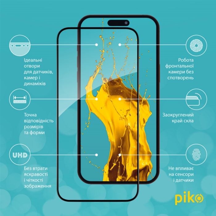 Стекло защитное Piko Full Glue Apple iPhone 15 Pro Max (1283126575488) изображение 3