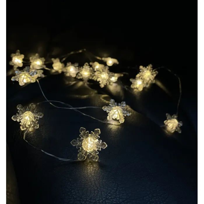 Гирлянда Chomik Снежинки струна 2,2м, 20 LED теплый белый, 2АА (5900779854208) изображение 4