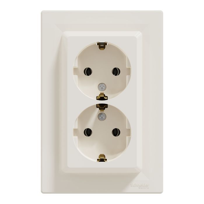 Розетка Schneider Electric ASFORA с заземлением двойная крем 16А (EPH9900123)