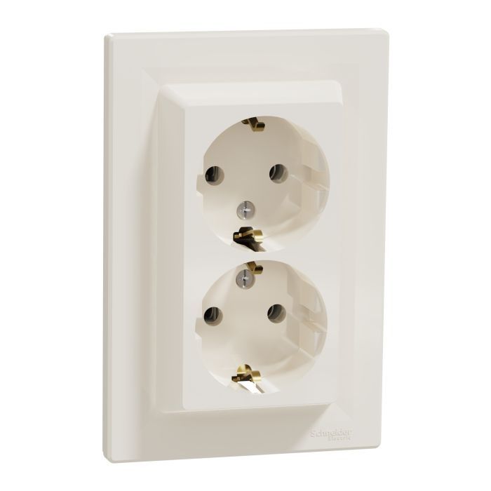Розетка Schneider Electric ASFORA с заземлением двойная крем 16А (EPH9900123) изображение 2