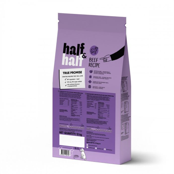Сухий корм для собак Half&Half для середніх порід з яловичиною 12 кг (4820261920758) зображення 2