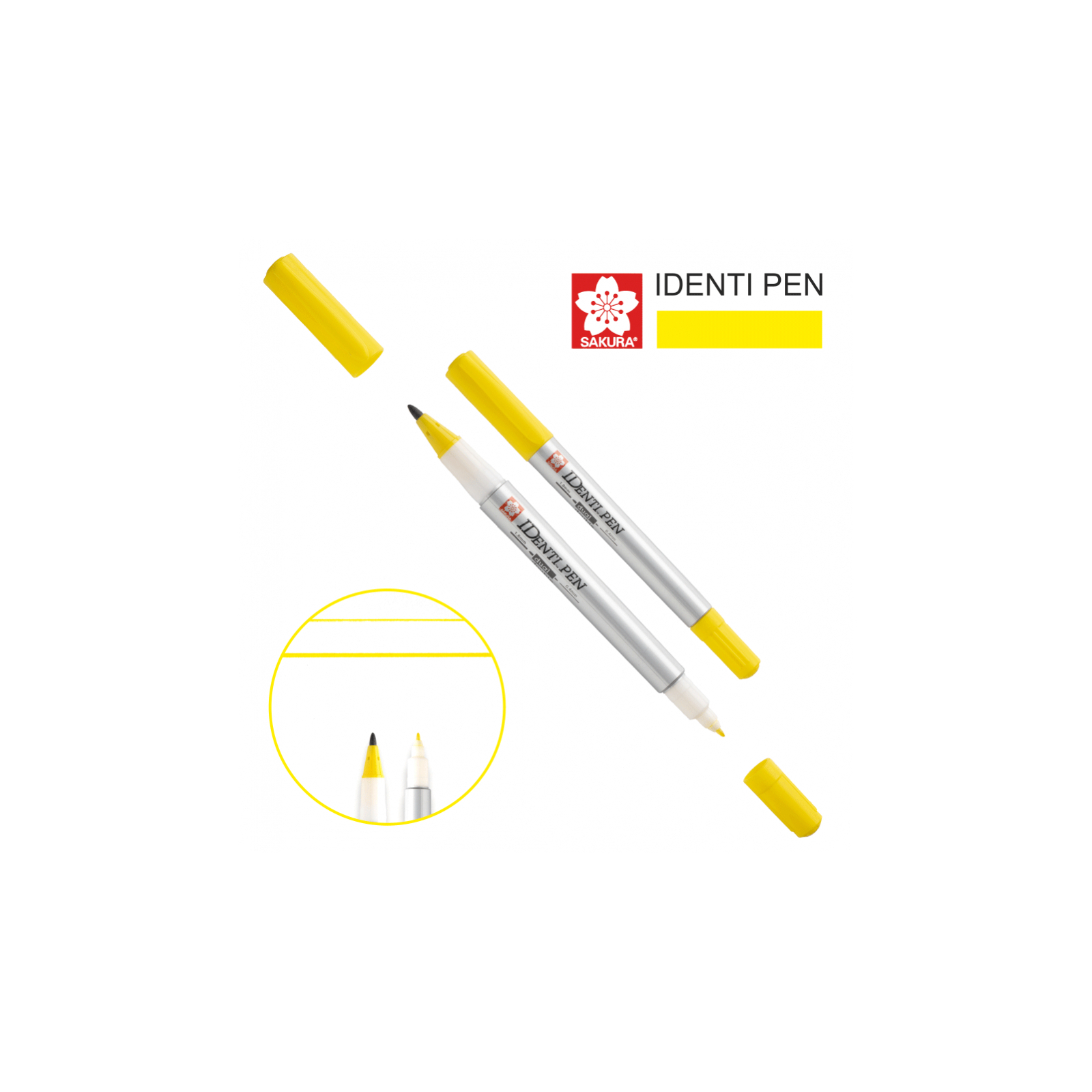 Маркер Sakura перманентный IDENTI PEN, двусторонний, 0,4/1 мм, Желтый (084511365087)