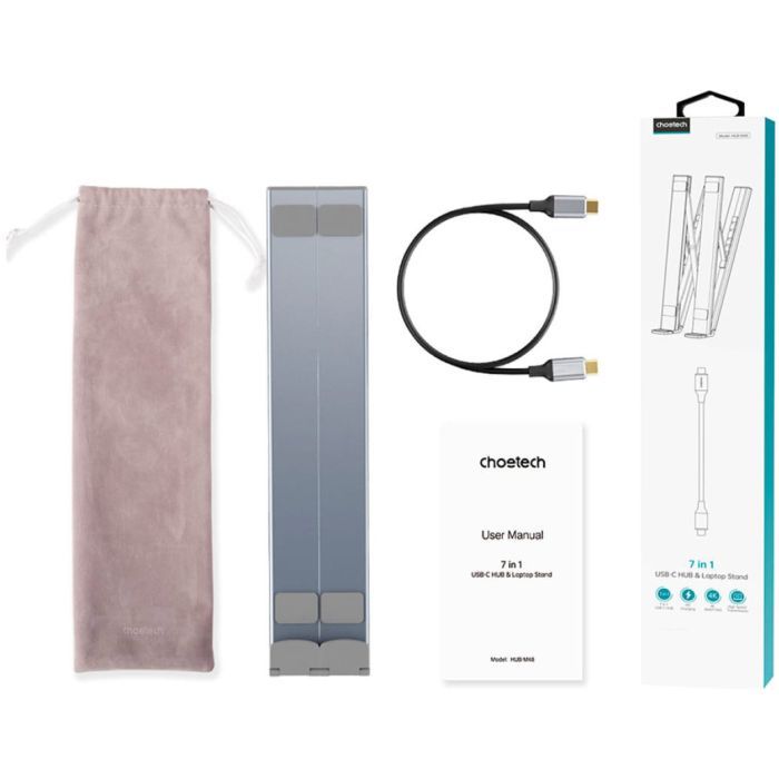 Порт-репликатор Choetech USB-C 7-in-1 (HDMI/PD/картридер/USB-A/USB-C) Docking Station (HUB-M48-GY) изображение 2