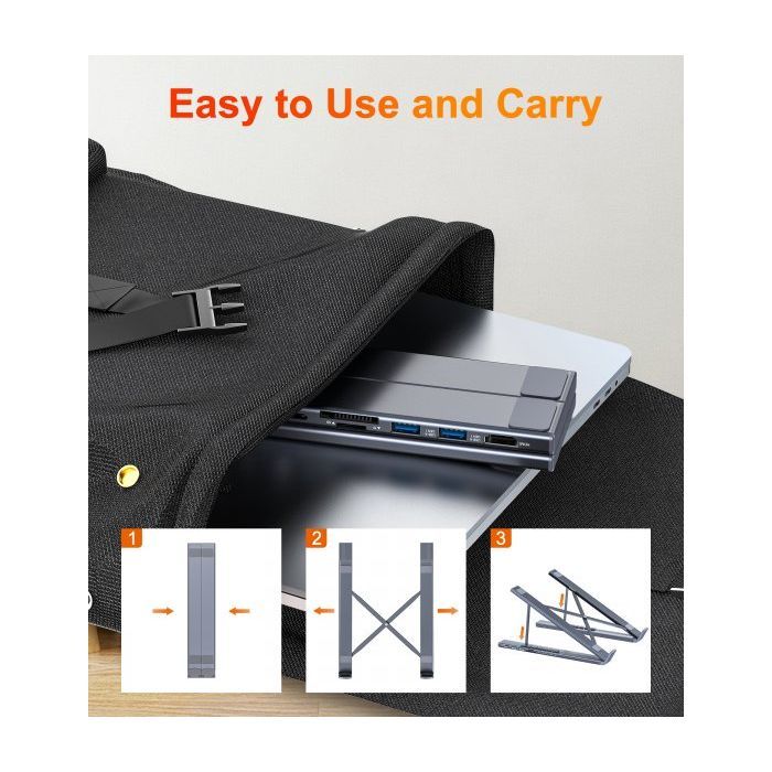 Порт-репликатор Choetech USB-C 7-in-1 (HDMI/PD/картридер/USB-A/USB-C) Docking Station (HUB-M48-GY) изображение 6