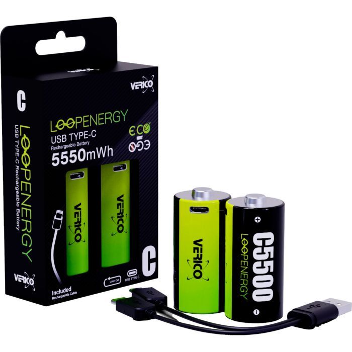 Аккумулятор Verico C/R14 USB Type-C 3700mAh 1.5V Li-ion * 2 (LoopEnergy) (1BTOV-A4N0A2-NN) изображение 4