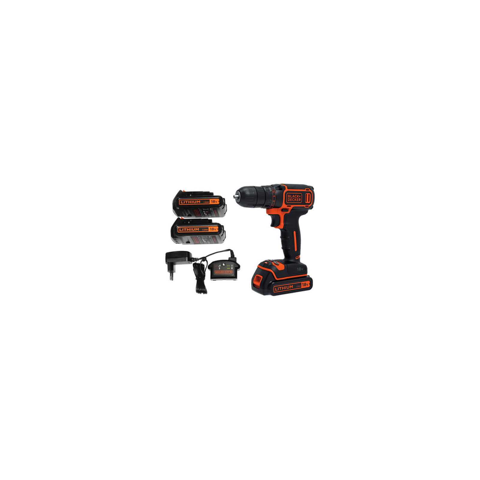 Шуруповерт Black&Decker 18 В, 1.5Ah, 40 Нм, 360-1400 об/мин, кейс (BDCDD186KB) изображение 2