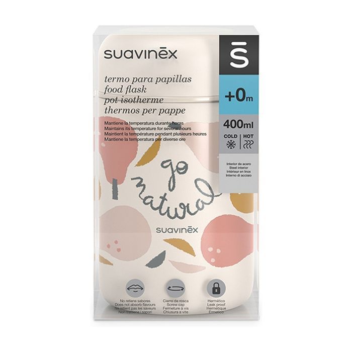 Контейнер для зберігання продуктів Suavinex Go natural Термос для їжі, 400 мл, бежевий, рожева груша (401503) зображення 3