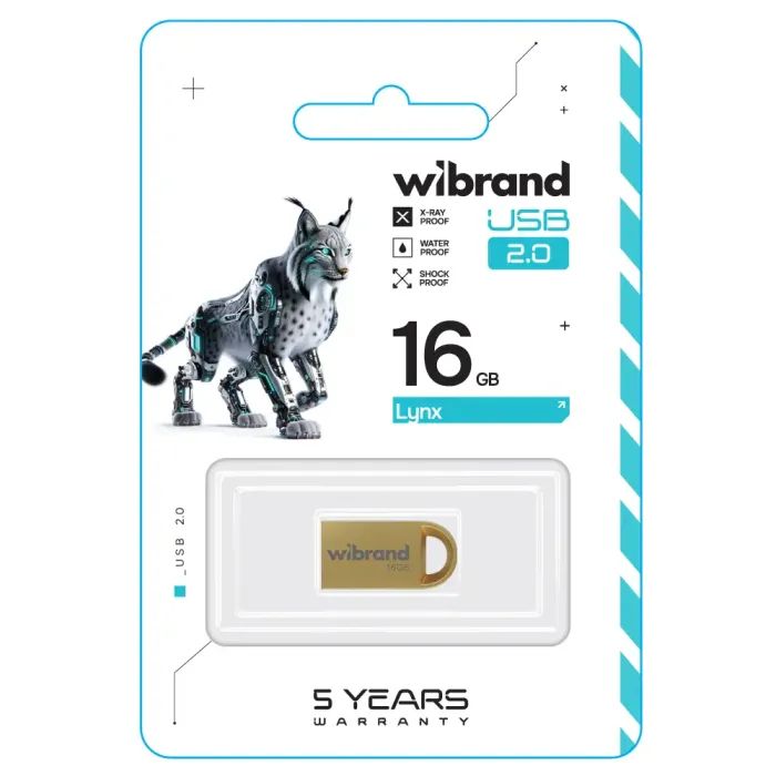 USB флеш накопичувач Wibrand 16GB lynx Gold USB 2.0 (WI2.0/LY16M2G) зображення 2