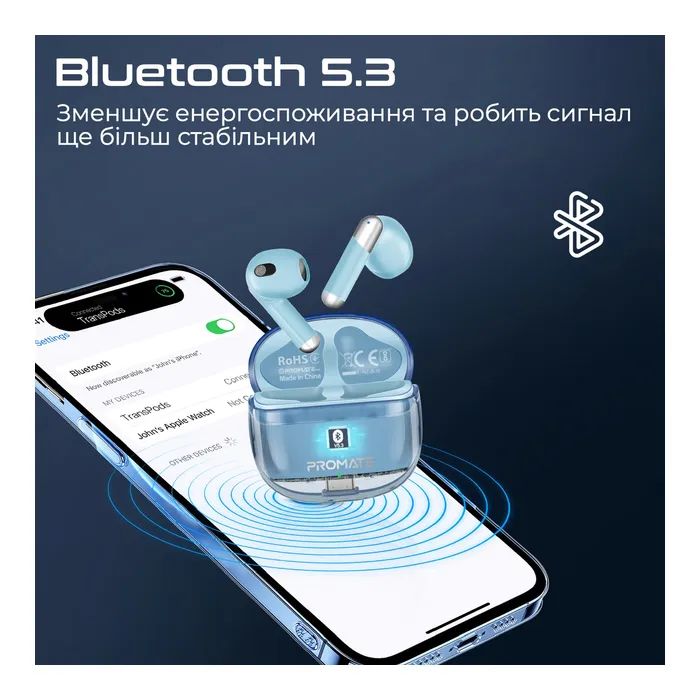 Навушники Promate TransPods Blue (transpods.blue) зображення 3