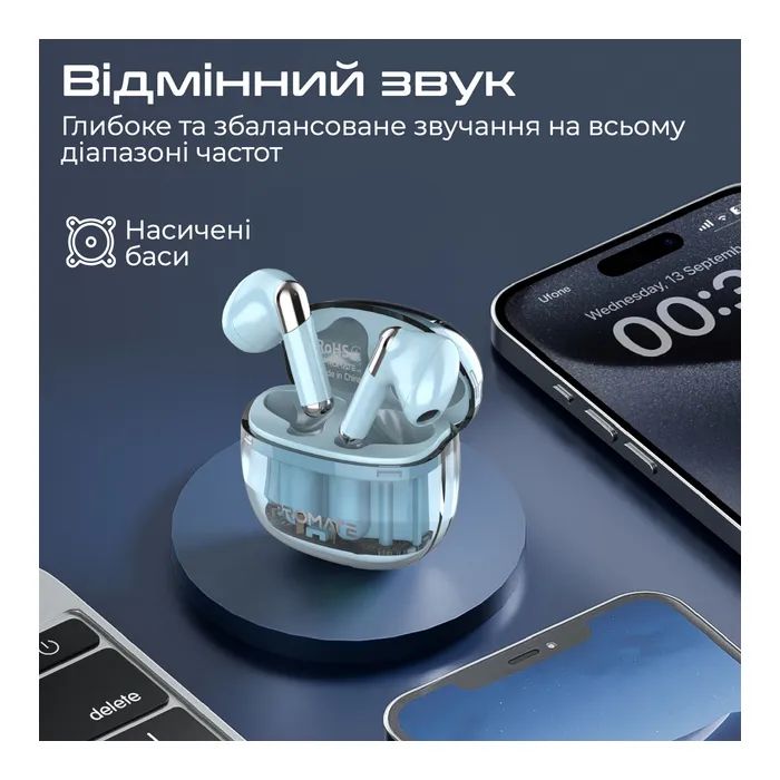 Навушники Promate TransPods Blue (transpods.blue) зображення 4