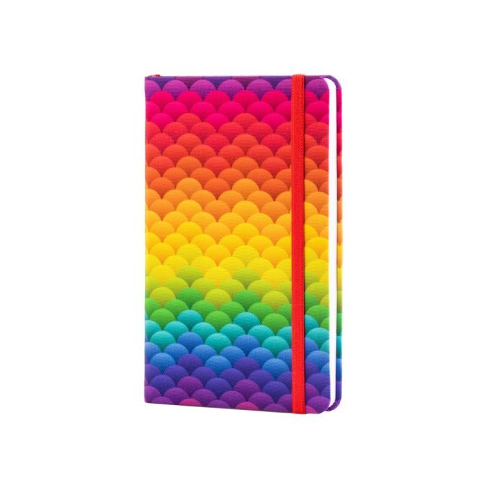 Книга записная Optima А5 Rainbow, твердая обложка текстиль, резинка, блок клетка (O27190-02)