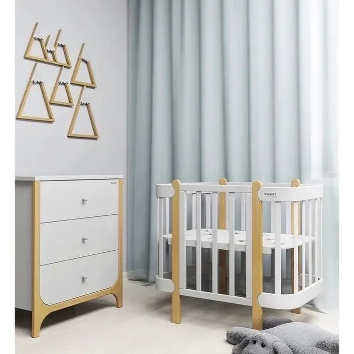 Кроватка Ingvart трансформер Nika 70 с опускной боковинкой (70х94, 70х120) бело-серая (3390037040) изображение 4