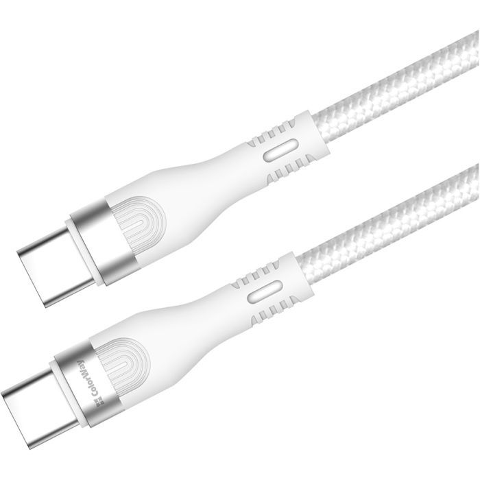 Дата кабель USB-C to USB-C 1.0m (PD Fast Charging 240W) 5А white ColorWay (CW-CBPDCC065-WT) зображення 3