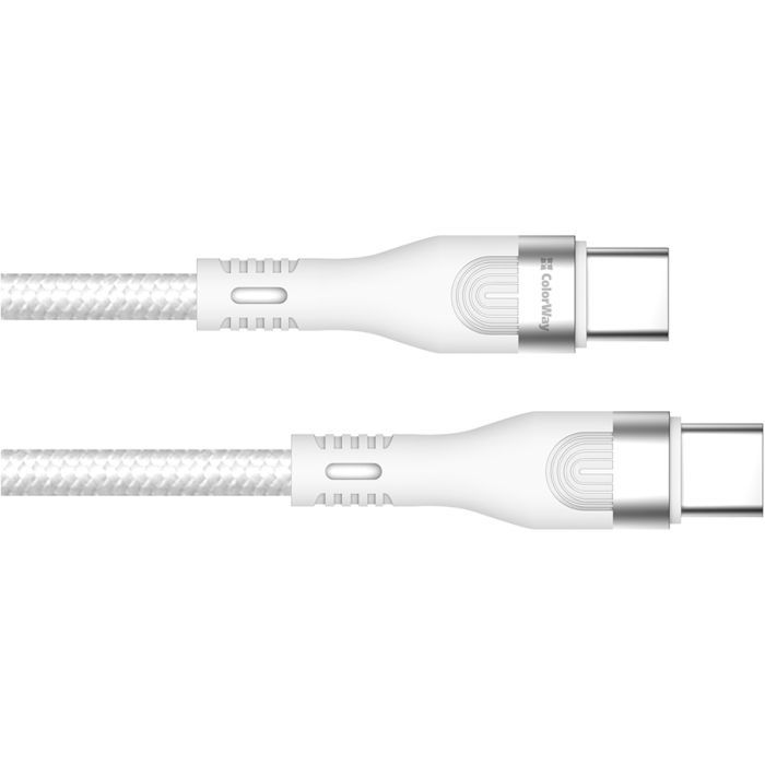 Дата кабель USB-C to USB-C 1.0m (PD Fast Charging 240W) 5А white ColorWay (CW-CBPDCC065-WT) зображення 4