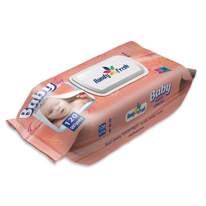 Детские влажные салфетки Handy Fresh яблуко, клапан 120 шт (4820237500212)