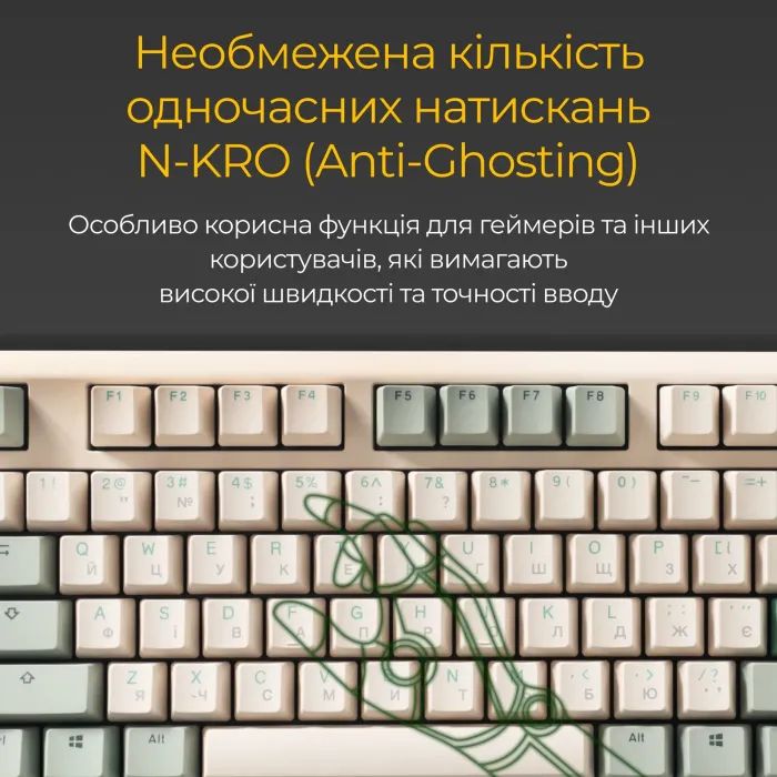Клавиатура Ducky One 3 Cherry MX Red UA USB Cream (DKON2108-RUAPXМAEGGC1) изображение 9