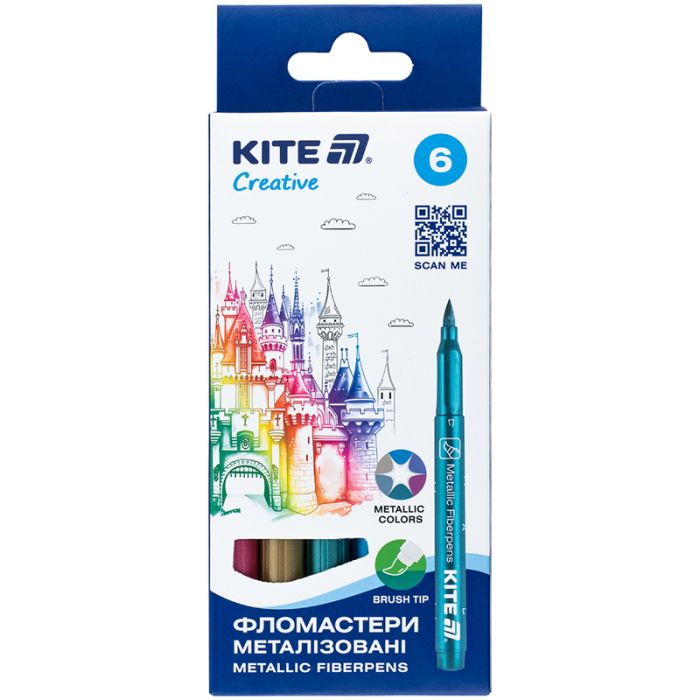 Фломастеры Kite Creative кисточки 6 цветов (K-1149)