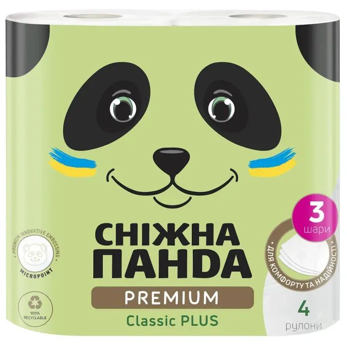 Туалетний папір Сніжна Панда Premium Classic Plus 3 шари 32 рулони (4820183972866)