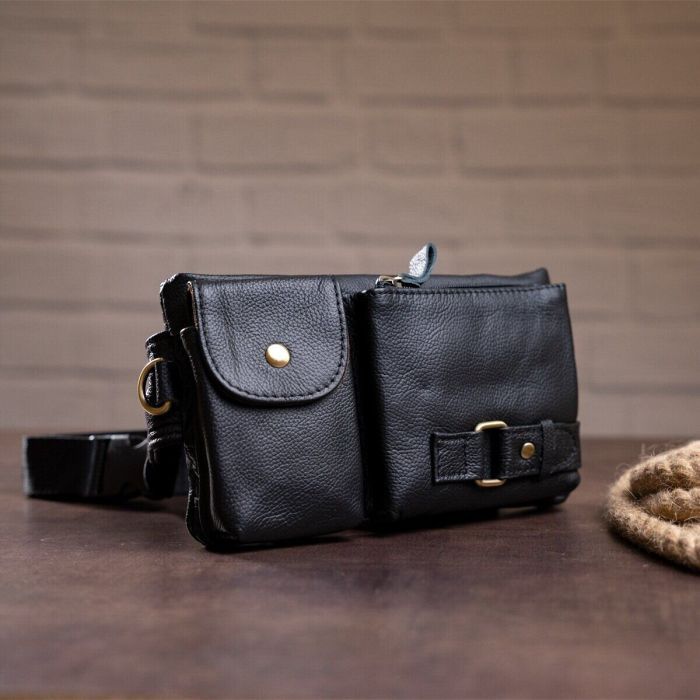 Сумка Vintage На пояс Черная (14734) изображение 5