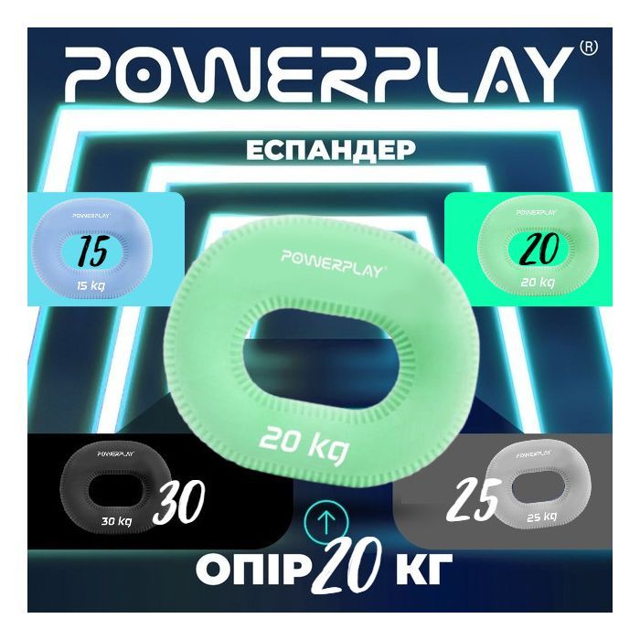 Эспандер PowerPlay PP-4336 Hand Grip Medium 20 кг Зелений (PP_4336_Green_20kg) изображение 10
