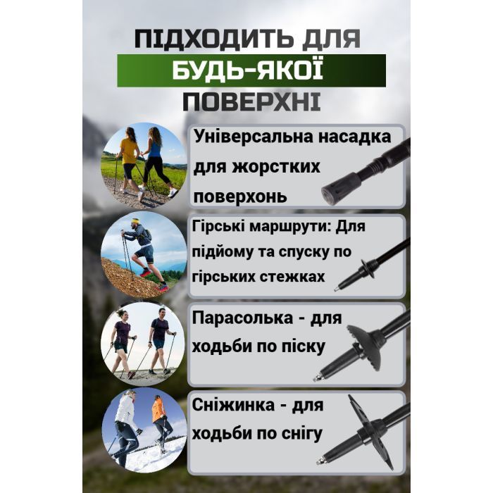 Треккинговые палки PowerPlay 9110 Friluftsliv Black/White 80-135 см (PP_9110_Friluftsliv) изображение 6