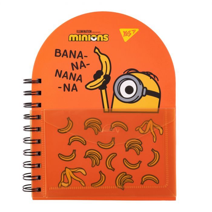 Блокнот Yes В6+ двойная спираль с пластиковым карманом Minions точка (151793)