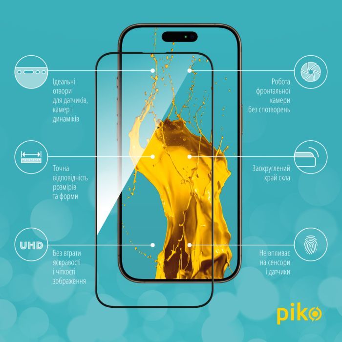 Скло захисне Piko Full Glue Apple iPhone 16 Pro Black (1283126593406) зображення 2