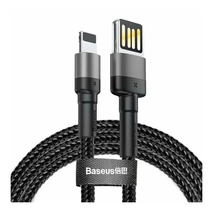 Дата кабель USB 2.0 AM to Lightning 2.0m Cafule grey+black Baseus (CALKLF-HG1)