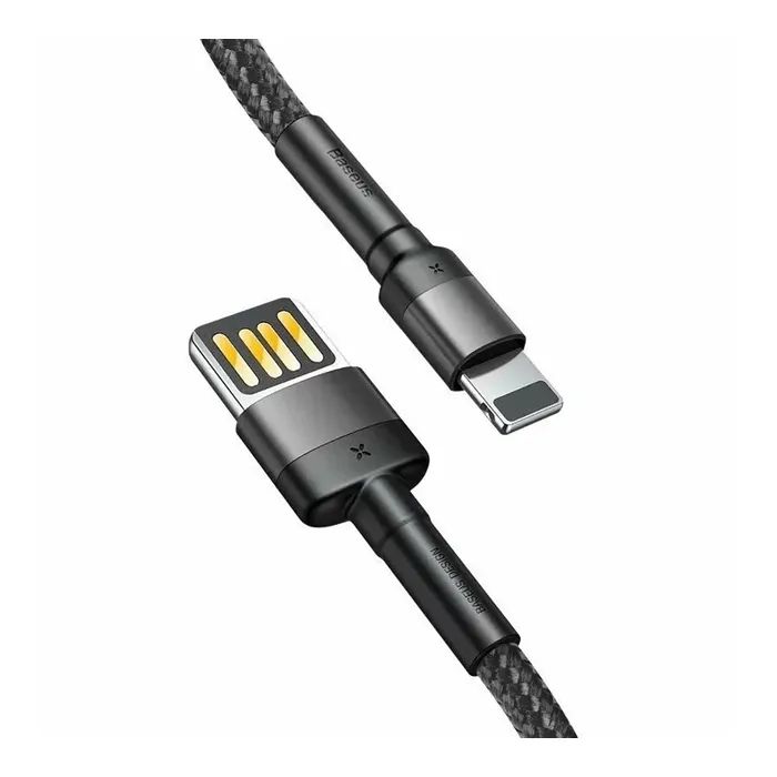 Дата кабель USB 2.0 AM to Lightning 2.0m Cafule grey+black Baseus (CALKLF-HG1) зображення 3