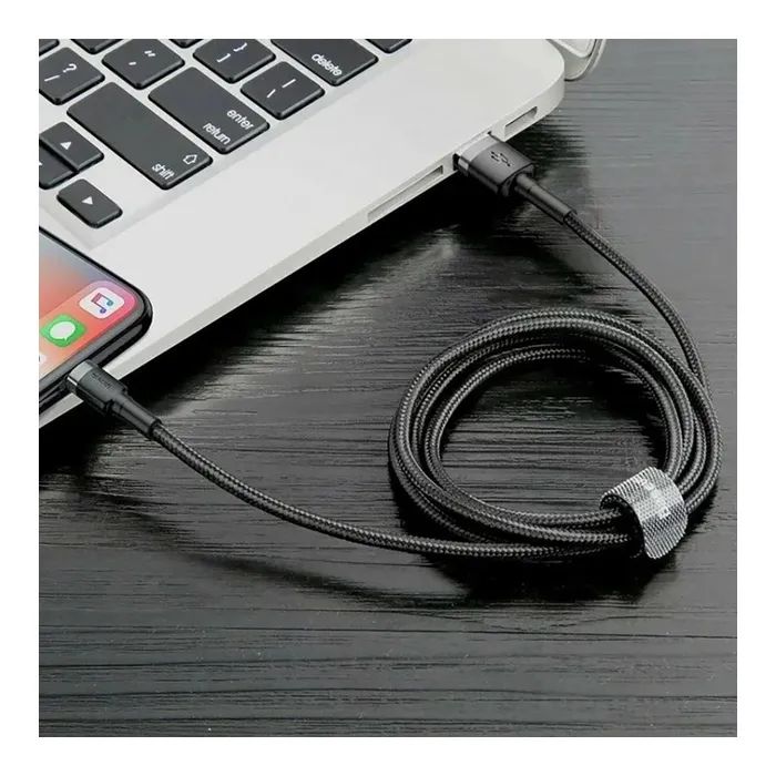 Дата кабель USB 2.0 AM to Lightning 2.0m Cafule grey+black Baseus (CALKLF-HG1) зображення 5